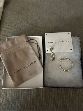 David Yurman Silver Twisted Cable Hoop Earrings